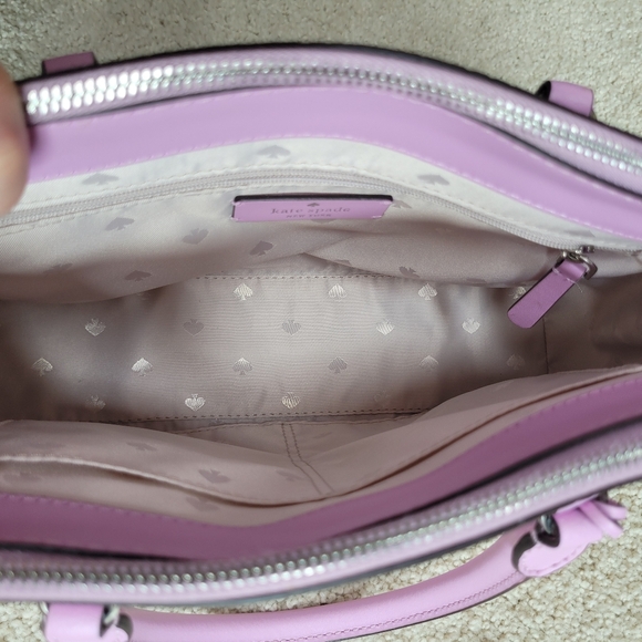 Kate Spade Medium Satchel Lavender Snake Embossed Leather Crossbody Like New - Picture 9 of 12